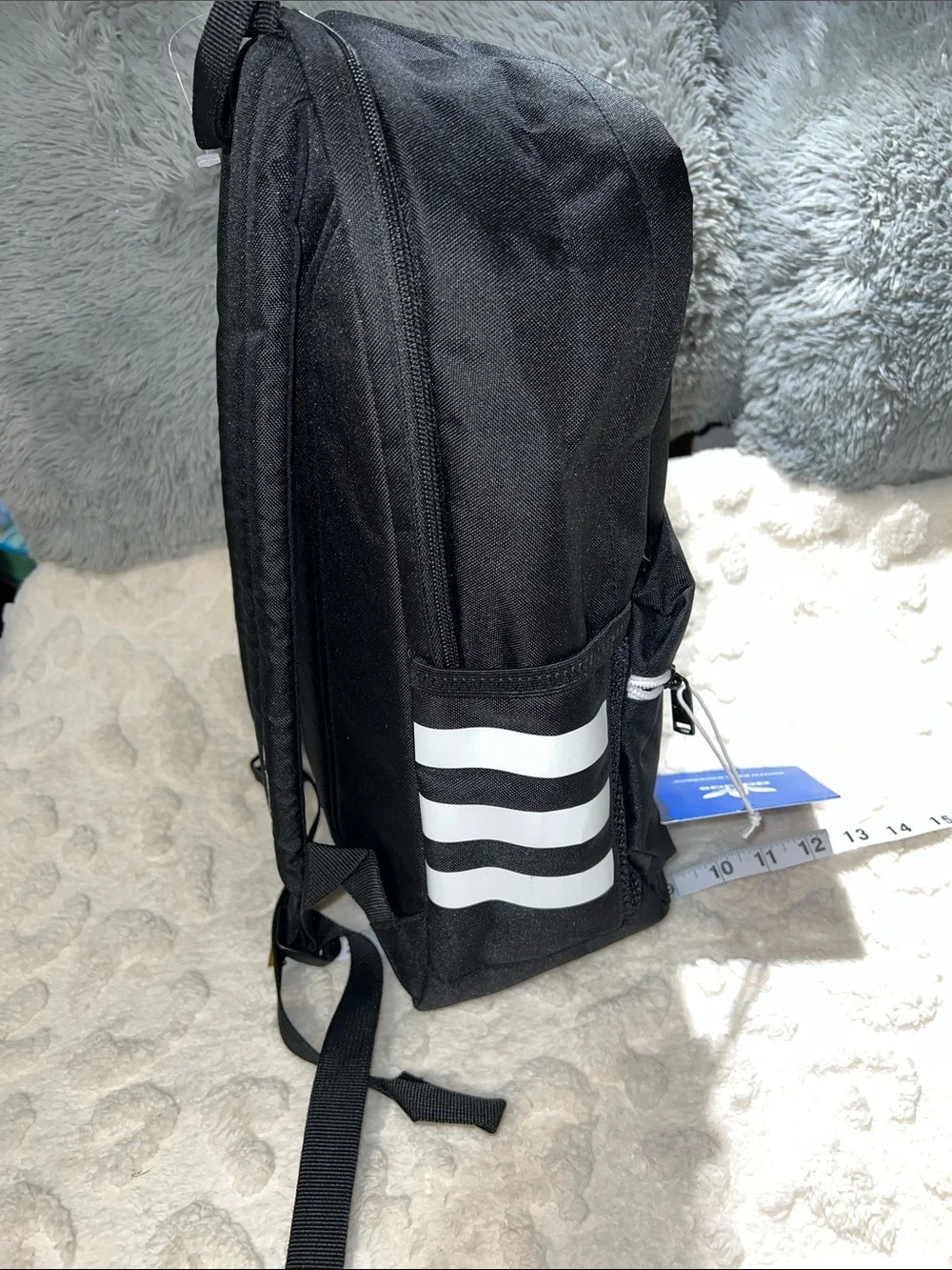 adidas Black Youth Originals Backpack with White Stripes NWT